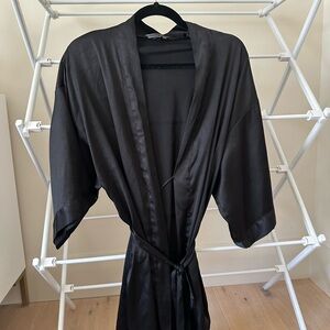 Victoria's Secret Black Satin Robe